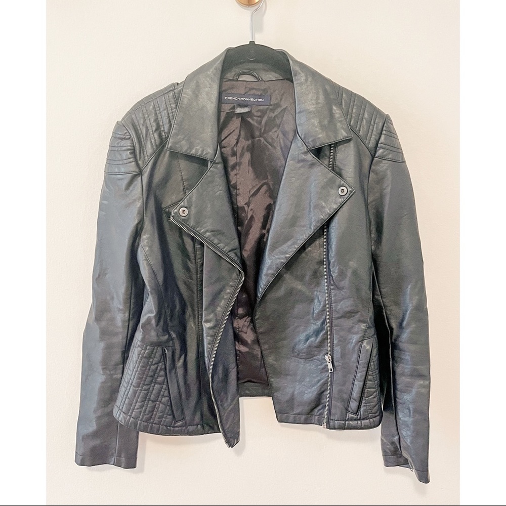 French Connection Faux Leather Moto Jacket